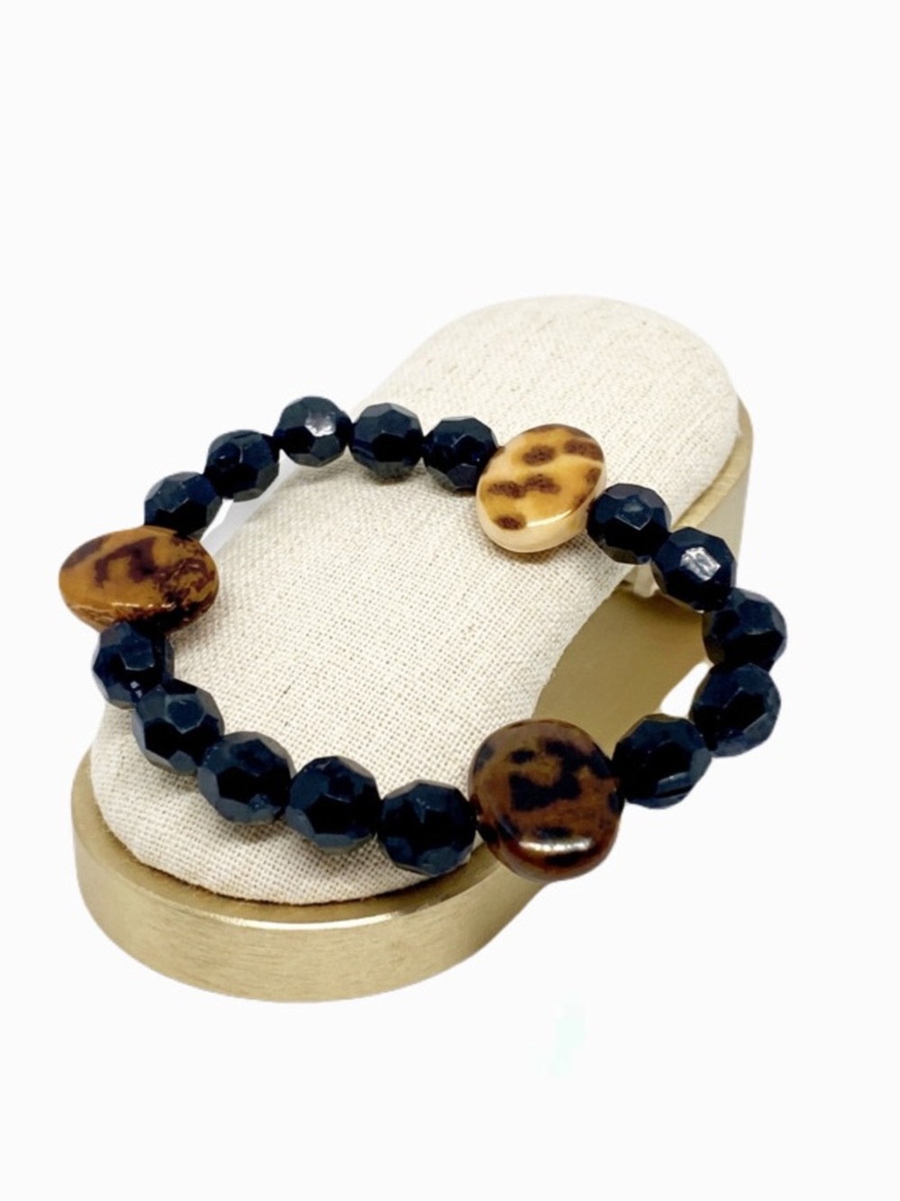 New Handmade New Black Brown Tan Cheetah Elastic Bracelet